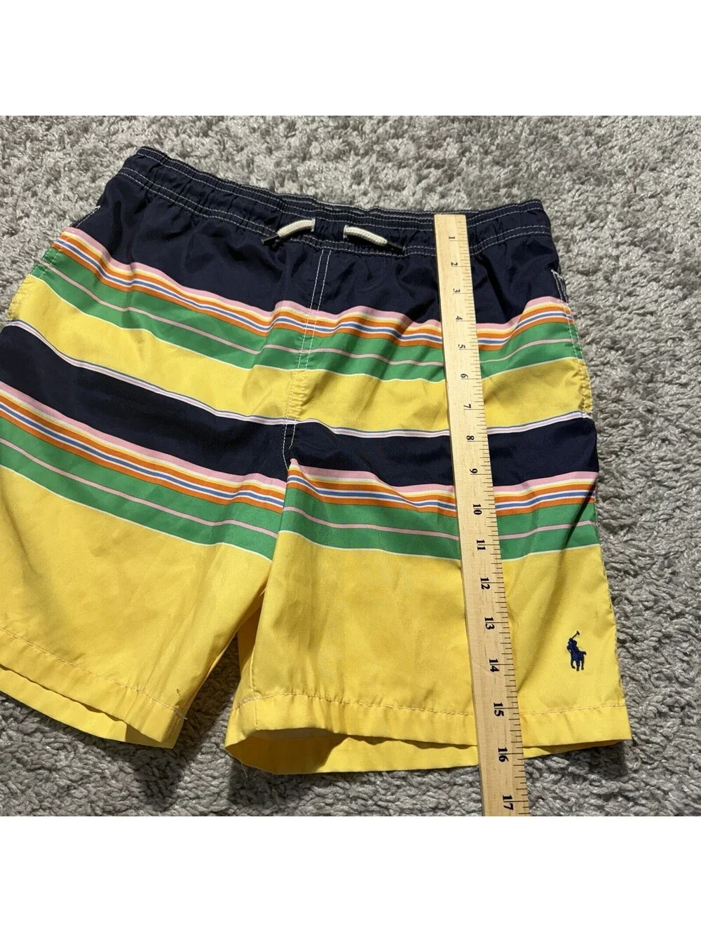 Polo Ralph Lauren Youth Boys Large 14-16 Striped Swim Trunks Lined Drawstring